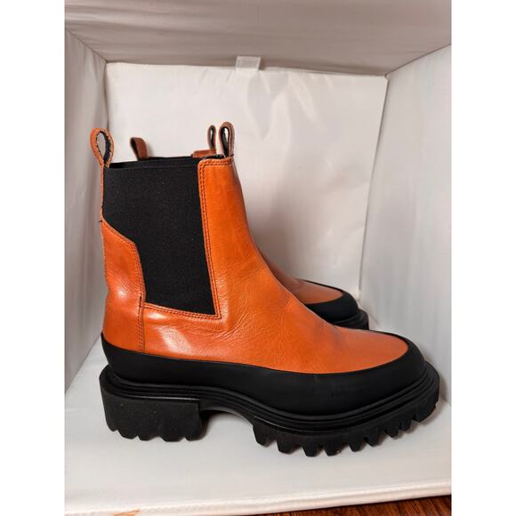 ALLSAINTS Harlee Tan Leather Chunky Chelsea Boots size 38 US 7 - Picture 3 of 8